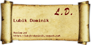 Lubik Dominik névjegykártya